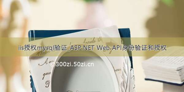 iis授权mysql验证_ASP.NET Web API身份验证和授权