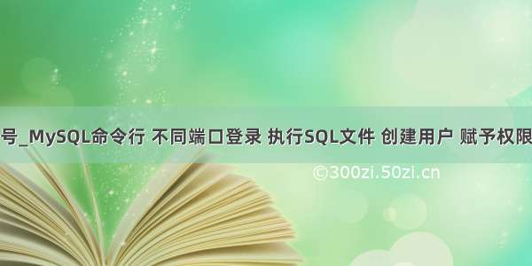 mysql 创建端口号_MySQL命令行 不同端口登录 执行SQL文件 创建用户 赋予权限 修改root密码...