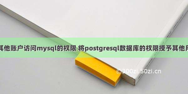 给其他账户访问mysql的权限 将postgresql数据库的权限授予其他用户