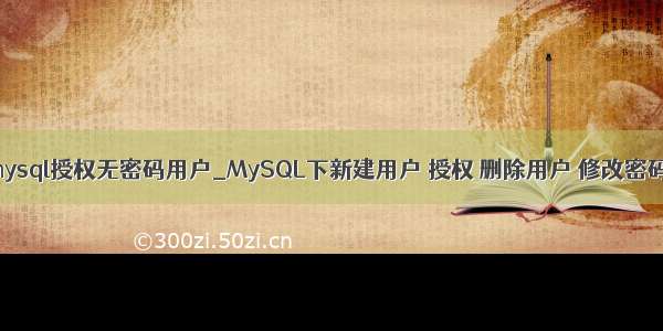 mysql授权无密码用户_MySQL下新建用户 授权 删除用户 修改密码