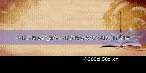 小程序搜索框_微信小程序搜索及优化相关知识科普