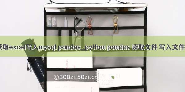 python读取excel写入mysql pandas_python pandas 读取文件 写入文件excel