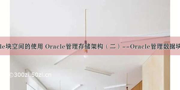 oracle块空间的使用 Oracle管理存储架构（二）--Oracle管理数据块空间