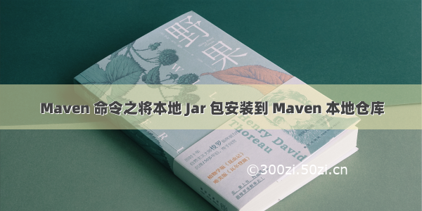 Maven 命令之将本地 Jar 包安装到 Maven 本地仓库