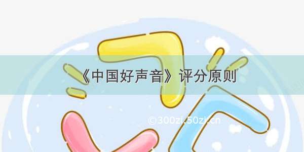 《中国好声音》评分原则