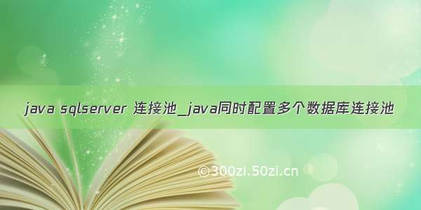 java sqlserver 连接池_java同时配置多个数据库连接池