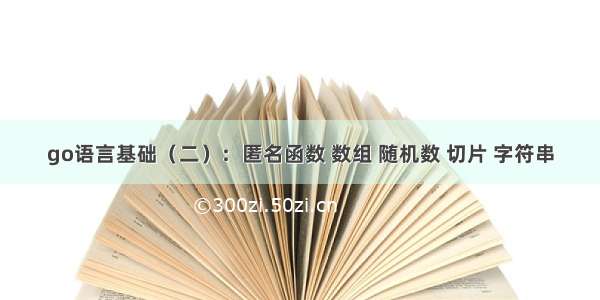 go语言基础（二）：匿名函数 数组 随机数 切片 字符串