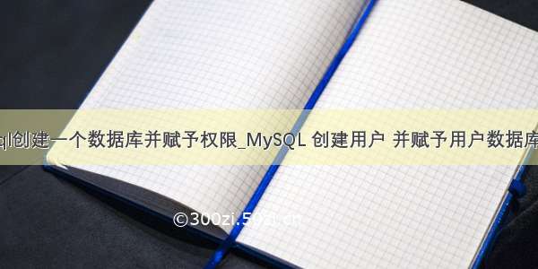 mysql创建一个数据库并赋予权限_MySQL 创建用户 并赋予用户数据库权限