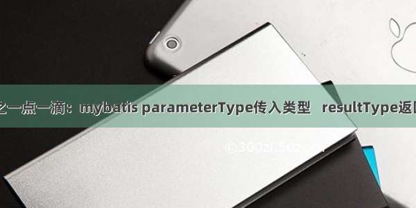 SSM之一点一滴：mybatis parameterType传入类型   resultType返回类型