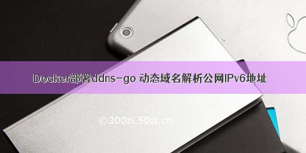 Docker部署ddns-go 动态域名解析公网IPv6地址