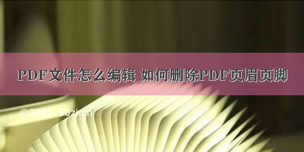 PDF文件怎么编辑 如何删除PDF页眉页脚