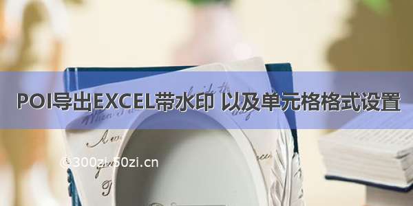 POI导出EXCEL带水印 以及单元格格式设置