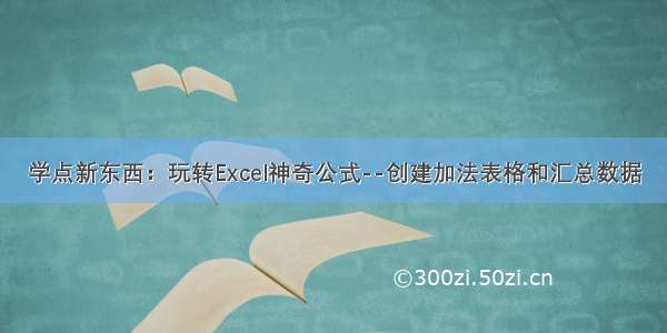 学点新东西：玩转Excel神奇公式--创建加法表格和汇总数据