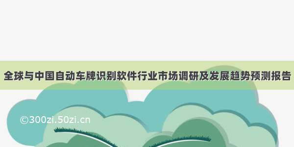 全球与中国自动车牌识别软件行业市场调研及发展趋势预测报告