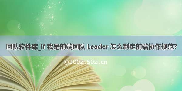 团队软件库_if 我是前端团队 Leader 怎么制定前端协作规范?