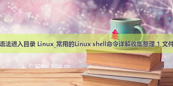 linux sh语法进入目录 Linux_常用的Linux shell命令详解收集整理 1 文件与目录操