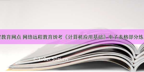 计算机远程教育网点 网络远程教育统考《计算机应用基础》电子表格部分练习（二）...