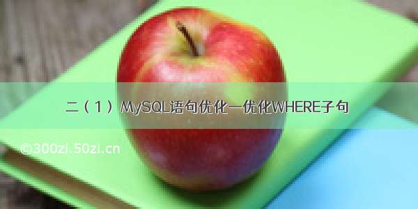 二（1） MySQL语句优化—优化WHERE子句