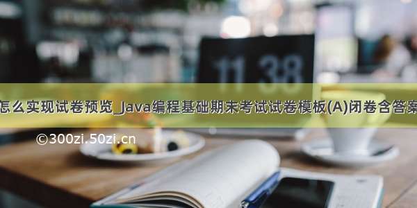 java怎么实现试卷预览_Java编程基础期末考试试卷模板(A)闭卷含答案.doc