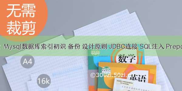 -08-02  Mysql数据库索引初识 备份 设计原则 JDBC连接 SQL注入 PreparedSt