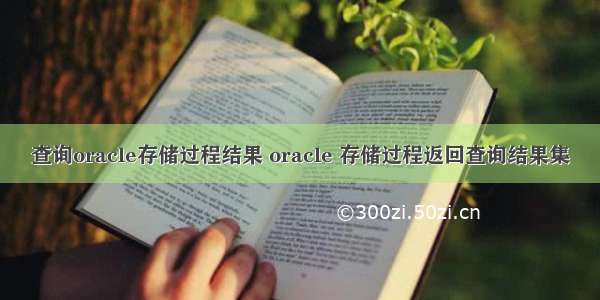 查询oracle存储过程结果 oracle 存储过程返回查询结果集