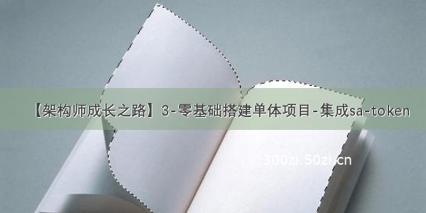 【架构师成长之路】3-零基础搭建单体项目-集成sa-token