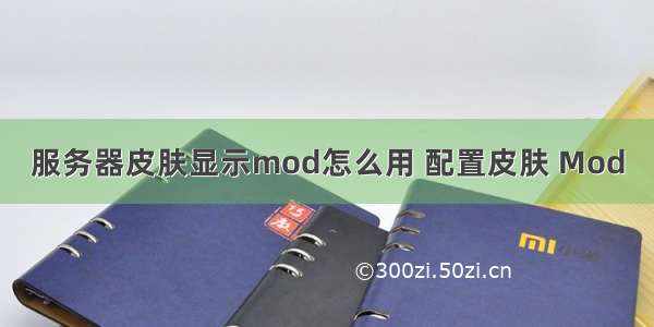 服务器皮肤显示mod怎么用 配置皮肤 Mod