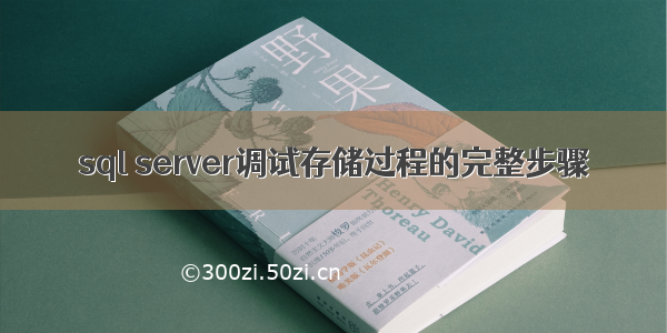 sql server调试存储过程的完整步骤