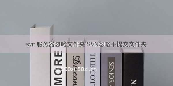 svn 服务器忽略文件夹 SVN忽略不提交文件夹