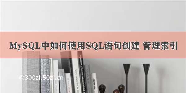 MySQL中如何使用SQL语句创建 管理索引