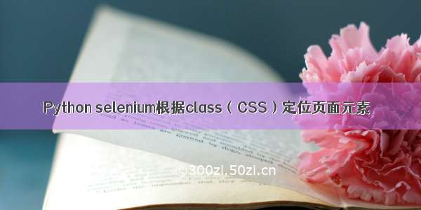 Python selenium根据class（CSS）定位页面元素