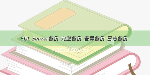 SQL Server备份 完整备份 差异备份 日志备份