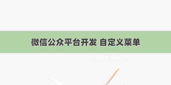 微信公众平台开发 自定义菜单