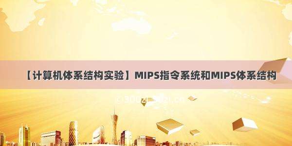 【计算机体系结构实验】MIPS指令系统和MIPS体系结构