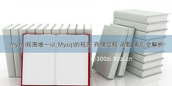 mysql视图唯一id_Mysql的视图 存储过程 函数 索引全解析