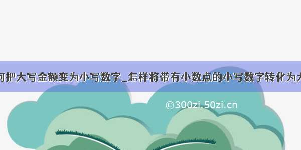 如何把大写金额变为小写数字_怎样将带有小数点的小写数字转化为大写