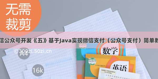 微信公众号开发《五》基于Java实现微信支付（公众号支付）简单教程