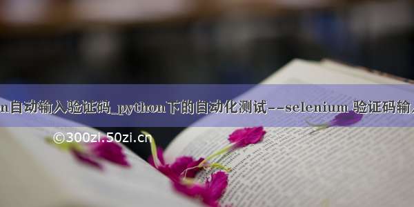 python自动输入验证码_python下的自动化测试--selenium 验证码输入问题