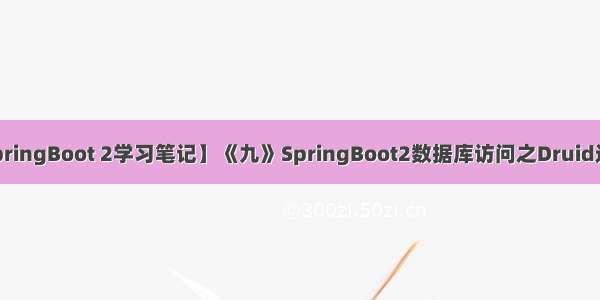 【SpringBoot 2学习笔记】《九》SpringBoot2数据库访问之Druid连接池