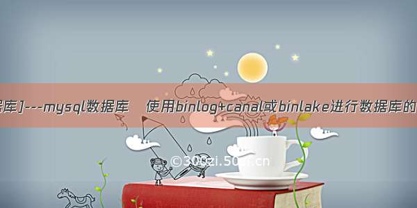 [数据库]---mysql数据库   使用binlog+canal或binlake进行数据库的复制