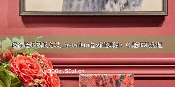 保存验证码的方法_selenium自动化测试：6.验证码处理