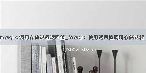 mysql c 调用存储过程返回值_Mysql：使用返回值调用存储过程