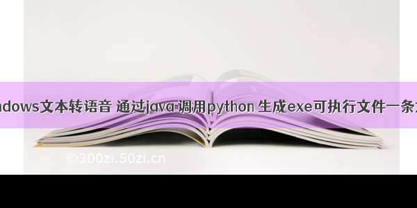 windows文本转语音 通过java 调用python 生成exe可执行文件一条龙