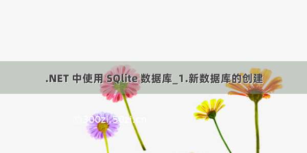 .NET 中使用 SQlite 数据库_1.新数据库的创建