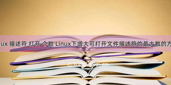 linux 描述符 打开 个数 Linux下增大可打开文件描述符的最大数的方法