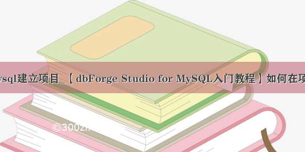 如何使用mysql建立项目_【dbForge Studio for MySQL入门教程】如何在项目中使用数