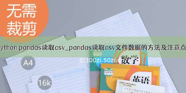 python pandas读取csv_pandas读取csv文件数据的方法及注意点