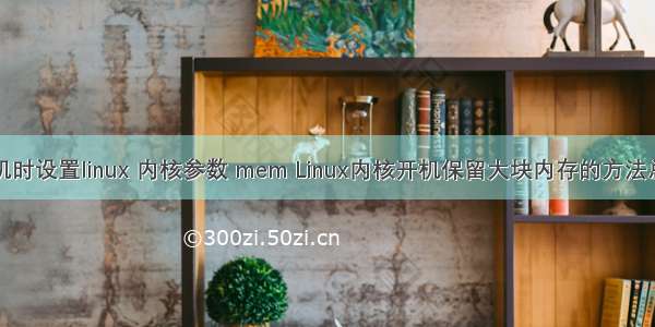 开机时设置linux 内核参数 mem Linux内核开机保留大块内存的方法总结