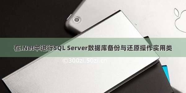 在.Net中进行SQL Server数据库备份与还原操作实用类