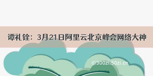 谭礼铨：3月21日阿里云北京峰会网络大神